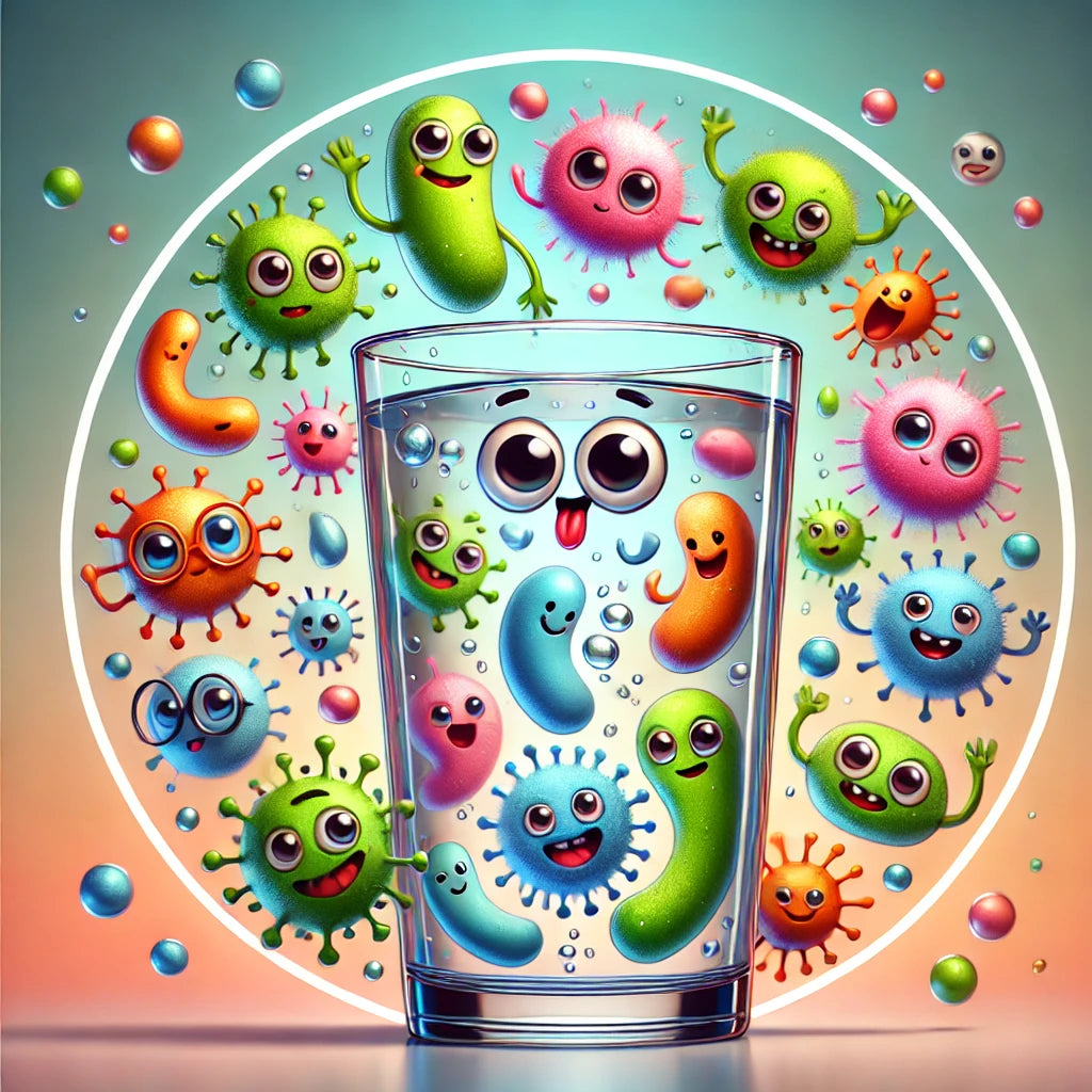 DALL·E 2024-12-06 22.57.54 - A vibrant, cartoon-style illustration of a glass of water filled with colorful, whimsical germs and microbes, each with expressive faces and playful p.webp__PID:89840755-0a61-4c40-9833-2dc2ea0efcd4
